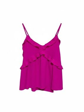 Charming Charlie Ruffle Cami Blouse Magenta Flowy Tank‎ Women’s Large